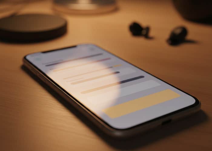 Close-up of a smartphone screen showing a clean, nearly complete e-commerce checkout page.